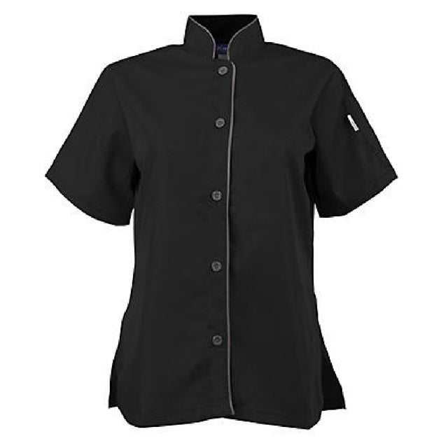 AllPoints 2127BKSL2XL 2xl Active Chef Shirt Womens Black/slate Ss