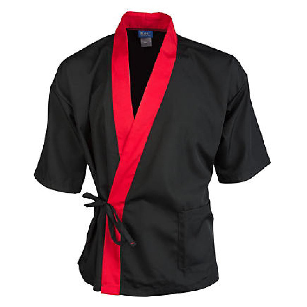 KNG 2129BKRDXL Kng Xl Sushi Chef Coat Black/red 3/4 Sleeve