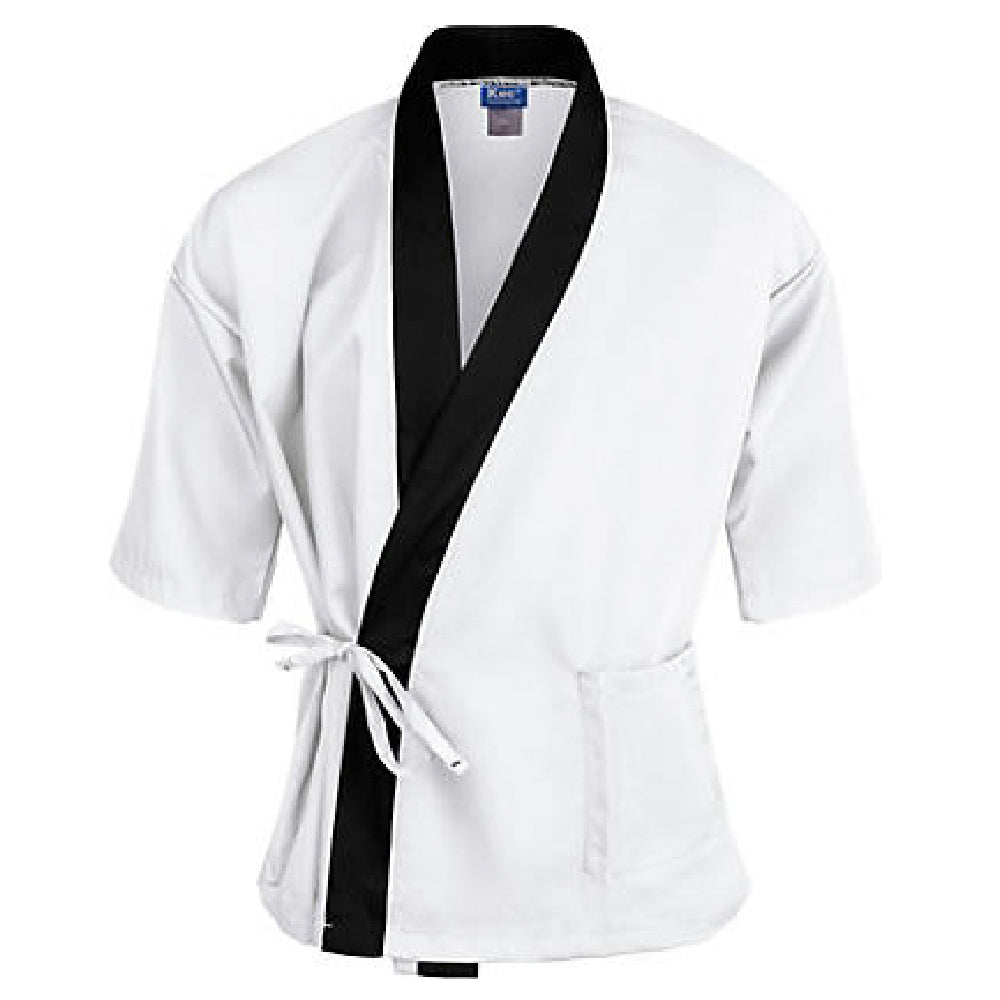KNG 2129WHBKL Kng Lg Sushi Chef Coat White/black 3/4 Sleeve