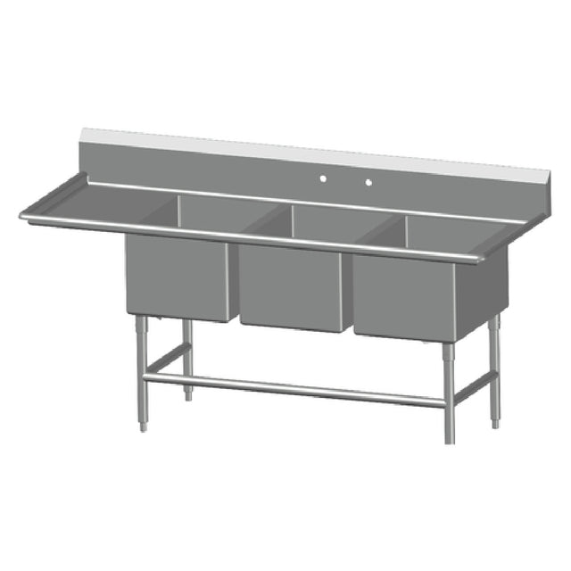 SPG 3SL20-LD24 - Universal Stainless Sink, Three Compartment, 24" Left-hand Drainboard