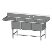 SPG 3SL1618-LD18 - Universal Stainless Sink, Three Compartment, 18" Left-hand Drainboard