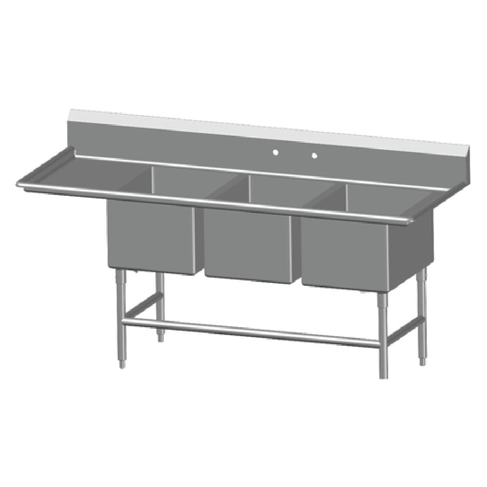 SPG 3SL1824-LD18 - Universal Stainless Sink, Three Compartment, 18" Left-hand Drainboard
