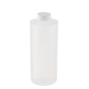 A plain, translucent 32 oz squeeze bottle with a white screw-on cap. The cylindrical bottle has smooth sides, no labels or markings, and stands upright on a white background. It is durable and dishwasher safe for easy cleaning.