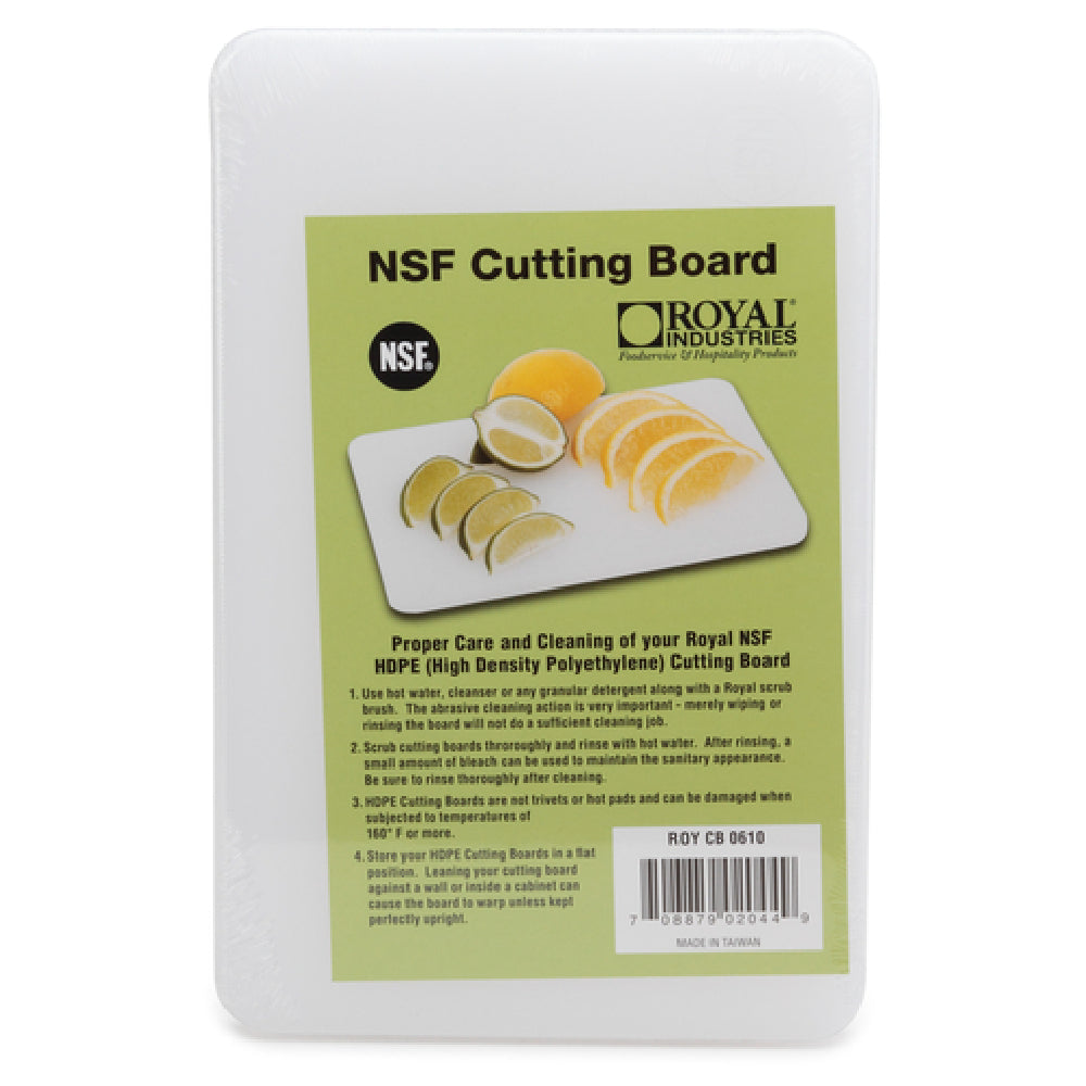 Royal ROY CB 0610 - Cutting Board, 6" X 10" X 1/2", High Density Polyethylene Plastic