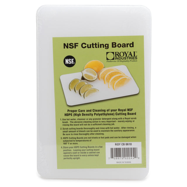 Royal ROY CB 0610 - Cutting Board, 6" X 10" X 1/2", High Density Polyethylene Plastic
