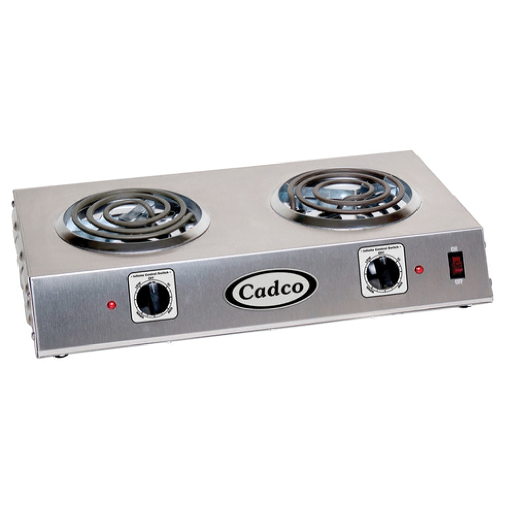 Cadco CDR-1T - Portable Double Hot Plate, Countertop, Electric