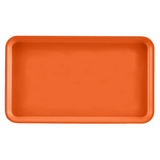 A rectangular, orange Camtray with slightly rounded corners, seen from above. This high-impact fiberglass tray features a raised edge, a smooth, glossy finish, and is dishwasher safe. The background is plain white.