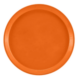 A round citrus orange fiberglass tray with a smooth, flat surface and a slightly raised edge, viewed from above against a plain white background. This Serving Camtray is simple in design with no visible patterns or textures.