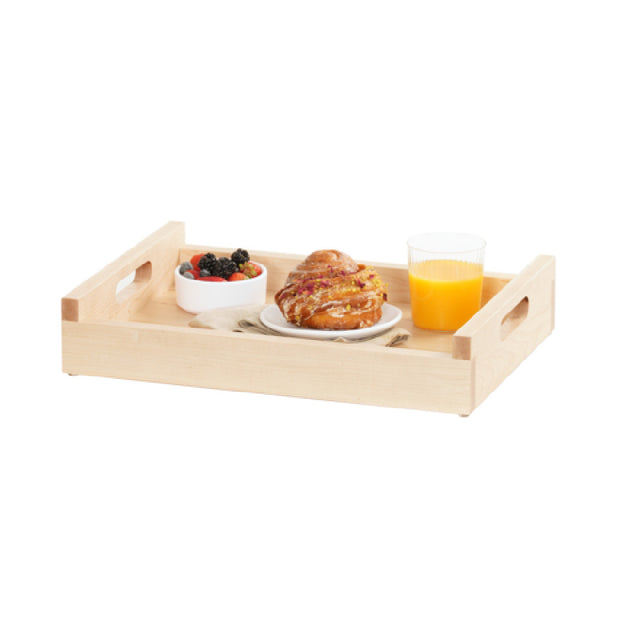 Cal-Mil 3454-1217-71 Blonde Roomservice Tray 17.25"W X 12.5"D X 3.5"H With Handle Cutouts