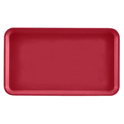 A rectangular, red Camtray serving tray with raised edges, seen from above on a white background. Made of high-impact fiberglass, this dishwasher safe tray features a smooth surface and rounded corners.