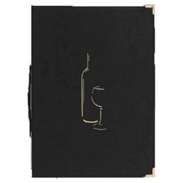 American Metalcraft MCCWLSBL Securit® Classic Sewn Wine Card 10" X 13" Faux Leather Finish With Gold Stamped Wine Bottle & Glass On Front Cover