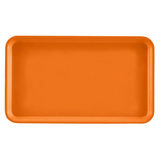 A rectangular orange Camtray with rounded corners and slightly raised edges, shown from above on a plain white background. This high-impact fiberglass tray features a smooth, glossy surface and is dishwasher safe for easy cleaning.