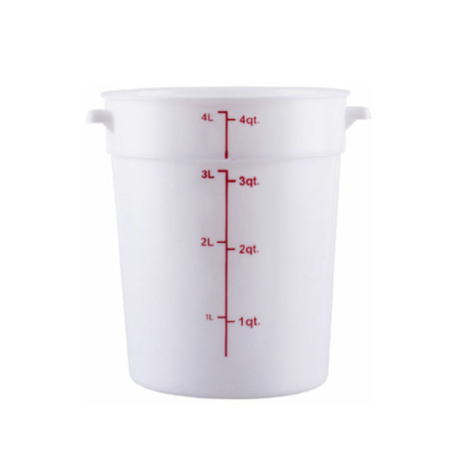 Hubert 29A-044 - Kratos® CenPro Round Food Storage Container, 4 Qt. Capacity, White