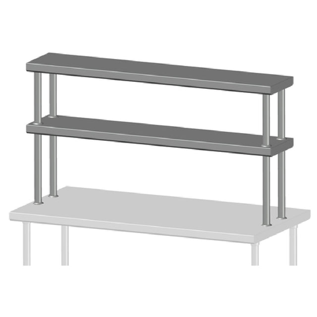 SPG TSD-18-10 - Universal Stainless Double Overshelf, 10" Wide, Stainless Steel (priced Per Linear Foot)