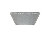 A gray, round, flared 13oz bowl with a speckled pattern of white and darker gray dots on its matte finish surface. The melamine bowl has a smooth texture and a slightly wider rim than its base. The background is plain white.