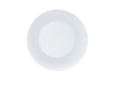 A plain, empty white coupe bowl is centered against a white background, viewed from above. The bowl is round with a slight rim and no visible patterns or decorations.