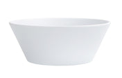 A plain, white coupe bowl with a wide rim and slightly tapered base, photographed against a white background. This 28 oz bowl is empty and features a smooth, glossy ceramic finish.