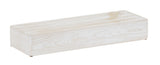 A rectangular, light wood riser crafted from white-washed pine wood with visible grain patterns. The smooth surface and sharp edges create a modern, minimalist Newport-inspired look. Slightly raised on small feet, it offers a sleek presentation.