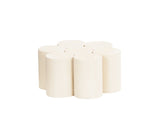 A cream-colored, flower-shaped riser base made of eight cylindrical segments arranged in a circle on a white background. The cylinders stand upright and closely touch, giving the piece a smooth, modern, and minimalist appearance.