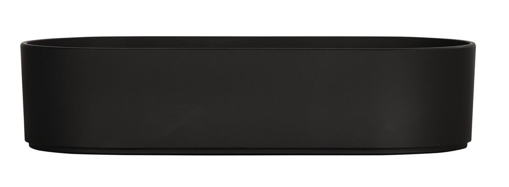 A matte black, oval-shaped Hudson Bowl with smooth sides and a flat base, photographed against a white background. This minimalist tray appears to be dishwasher safe and is empty, with no visible handles or decorative features.