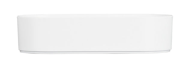 A plain, oval-shaped, white Hudson Bowl with a smooth surface and no visible handles or decorations, photographed against a white background. The melamine bowl features straight sides and a flat base, giving it a minimalist appearance.