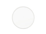 A plain, round white ceramic plate is centered on a white background. The plate’s smooth surface and simple design create a minimalist appearance, similar to the classic look of the Hudson Bowl, with no visible patterns or decorations.