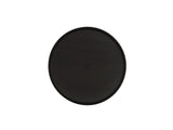 A black, round Hudson Bowl serving tray with a smooth, matte finish. The tray is empty and centered on a plain white background, featuring a subtle logo embossed at the center. This melamine bowl is also dishwasher safe for easy cleaning.