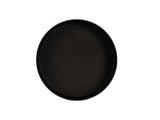 A plain, round, black Hudson Bowl tray viewed from above, centered on a white background. The tray has smooth edges and an even, matte finish with no visible texture, and as a melamine bowl, it's also dishwasher safe.