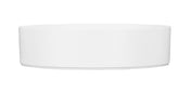 A photo of a simple, modern, white, round vessel sink with smooth sides and a flat base. The minimalistic design is reminiscent of a Hudson Bowl, set against a plain white background with no visible hardware or decoration.