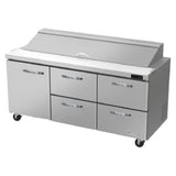 Blue Air BLPT72-D4RM-HC - Sandwich Prep Table, Three-section, 72-3/8"W
