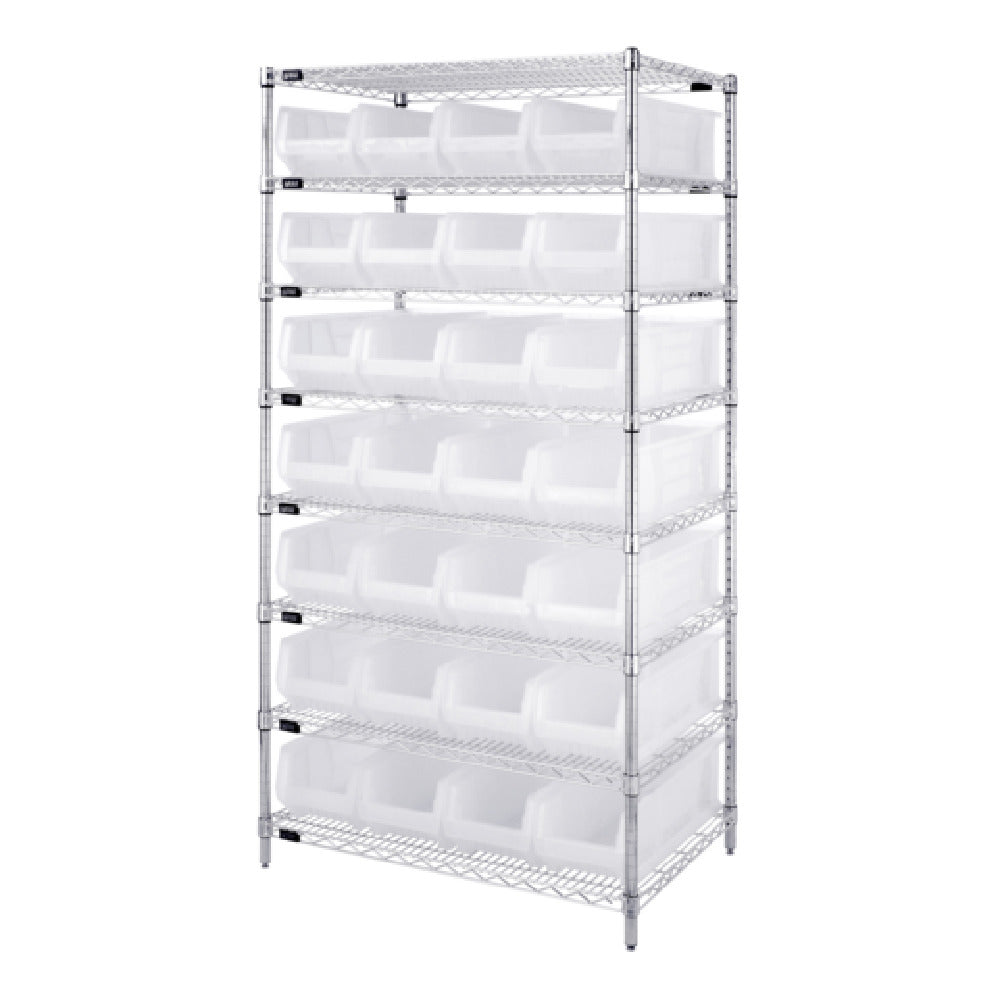 Quantum WR8-950CL Bin Wire Shelving System 36"W X 24"D X 74"H Overall Size 800 Lb. Capacity Per Shelf