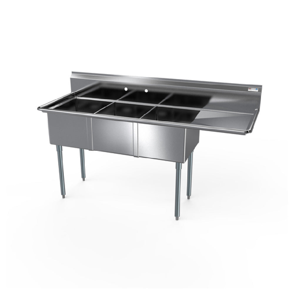 NBR Equipment 3SG-182414R24 Economy Sink Three-compartment 80-1/2"W X 29-1/2"D X 43-3/4"H Overall Size