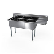NBR Equipment 3SG-182414R24 Economy Sink Three-compartment 80-1/2"W X 29-1/2"D X 43-3/4"H Overall Size
