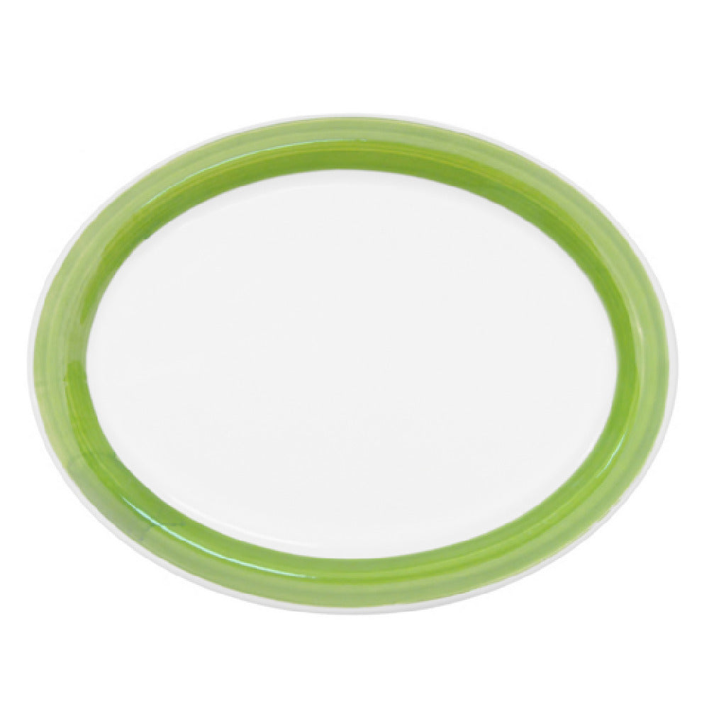 CAC China R-12NR-G Rainbow Platter 9-1/2"L X 7-1/4"W X 1-1/4"H Oval