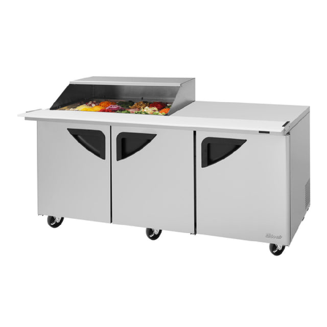 Turbo Air TST-72SD-18M-N-SL(-LW) Super Deluxe Sandwich/Salad Mega Prep + Work Station With Slide-Back Lid