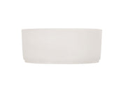 A plain, round, white marble bowl with smooth sides and no visible design or decoration, shown against a white background. The bowl appears empty and is viewed from the side.