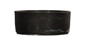 A black marble bowl with straight sides and a flat base, crafted from smooth matte resin featuring subtle white marbling. Its minimalist design gives it a sleek, modern appearance against the white background.