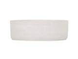 A wide, shallow, cylindrical bowl crafted from white marble resin with a smooth matte finish. Its minimalistic design and lack of embellishments give it a modern, clean appearance. Displayed against a plain white background.