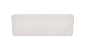 A rectangular, translucent white resin bowl is shown against a plain white background. The container has smooth, rounded edges and a minimalistic design, with no visible handles or markings.