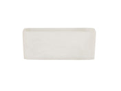A rectangular, white, semi-translucent resin bowl with smooth edges and a glossy finish, placed against a plain white background. The tray appears to be empty and exudes modern elegance.