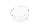A clear, empty 6 inch bowl is shown against a plain white background. The simple, round Cal-Mil 23809-6-12 polycarbonate bowl is transparent, allowing light to reflect off its smooth surface and curved edges.