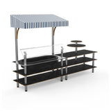 Steelite MGCMLE05MSWF Modular Fresh Display Station W Large Ice Bin Marble Blk Ss White/Blue Canopy On Legs