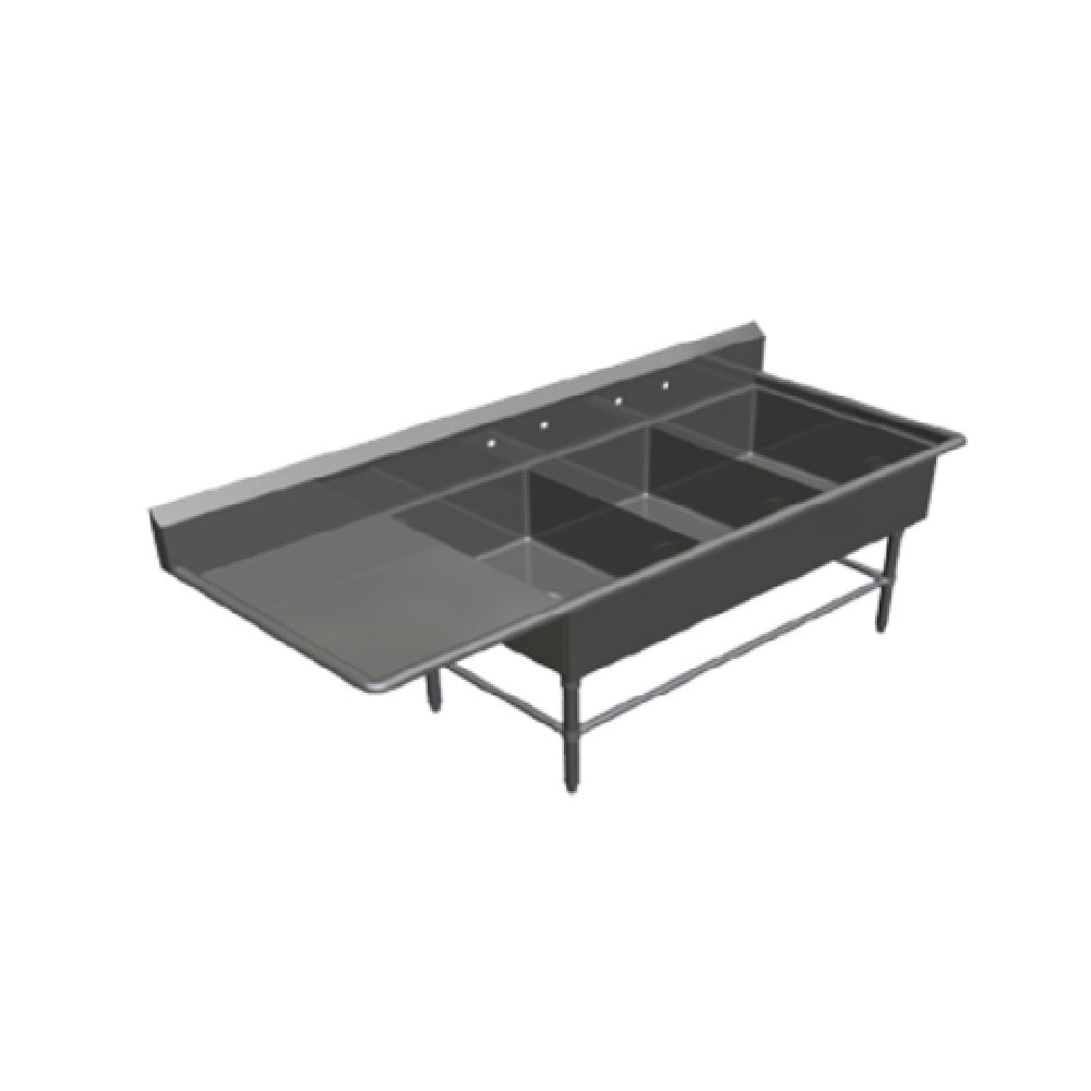 John Boos 43PB20284-1D24L Pro-Bowl Sink 3-compartment 88-3/16"W X 33-1/2"D X 44-1/16"H Overall Size