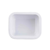 A rectangular, white melamine baking dish with rounded edges is shown from above against a plain white background. The dish is empty, featuring smooth, glossy surfaces—perfect for serving as part of the Better Burger Collection.