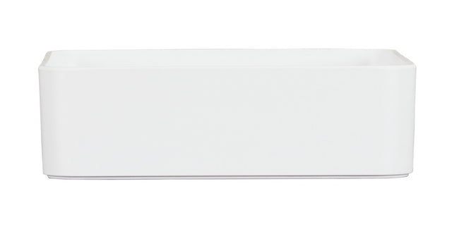 A plain, rectangular white ceramic dish is shown against a white background. The dish has straight sides, a flat bottom, and no visible handles or decorations. This Hudson Bowl is dishwasher safe for easy cleaning.
