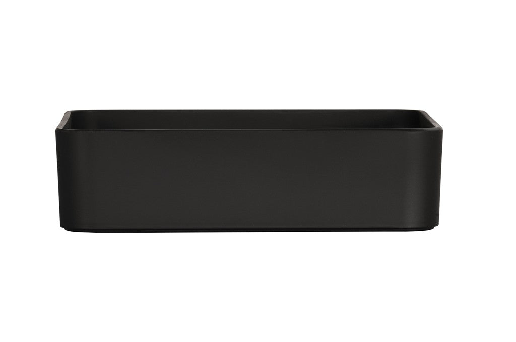 A rectangular, matte black Hudson Bowl with smooth rounded corners and edges, viewed from the front against a white background. This deep melamine bowl is dishwasher safe and features no visible handles, designs, or markings.