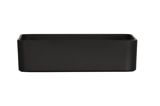 A rectangular, matte black Hudson Bowl with smooth rounded corners and edges, viewed from the front against a white background. This deep melamine bowl is dishwasher safe and features no visible handles, designs, or markings.