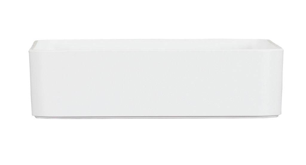 A plain, rectangular white Hudson Bowl with smooth sides and rounded corners, photographed against a white background. The melamine bowl appears empty and is viewed from the front at eye level.