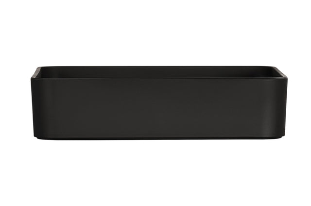 A rectangular, matte black Hudson Bowl with smooth sides and rounded edges, shown against a white background. This minimalist, modern melamine bowl is dishwasher safe and appears to be empty.