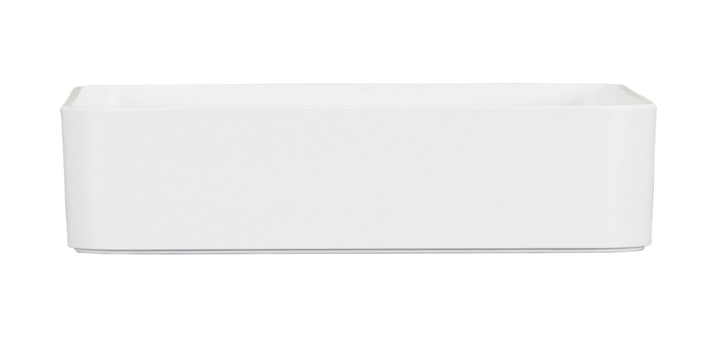 A rectangular white ceramic Hudson Bowl with smooth sides and rounded corners, shown from the side against a plain white background. The dish appears empty and has a minimalist, modern design.